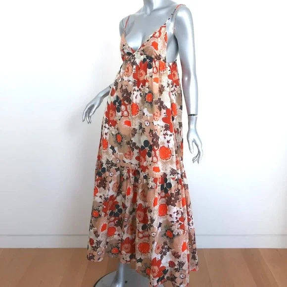 Faithfull The Brand Maxi Dress Anisha Floral Print Cotton Size Extra Small NEW - Picture 3 of 8